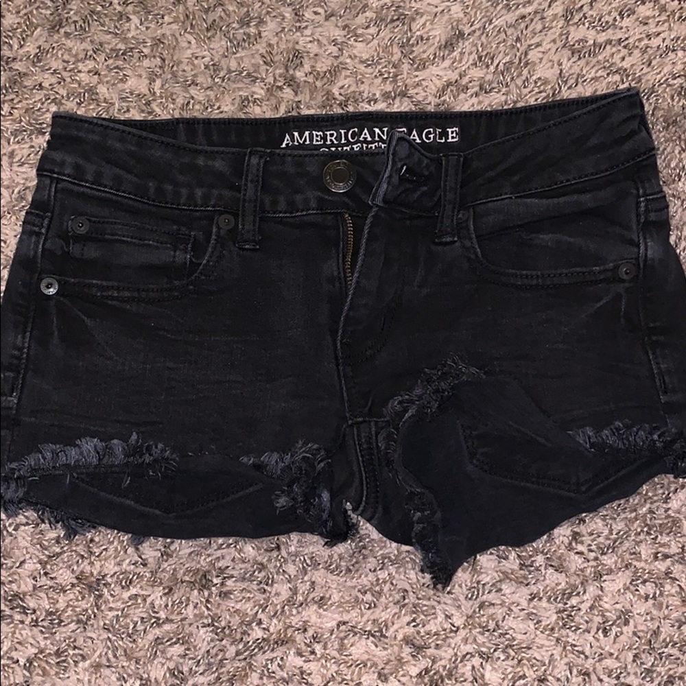 Black denim shorts